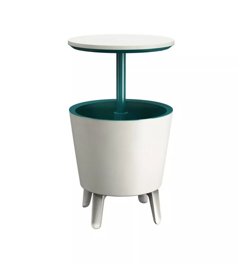 TAVOLINO PORTAGHIACCIO PORTATILE KETER "COOL BAR" BIANCO, 49,5X49,5X84,5 CM